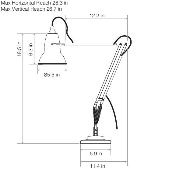 Original 1227™ Brass Desk Table Dimensions