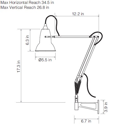 Original 1227™ Brass Wall With Wall Bracket Dimensions