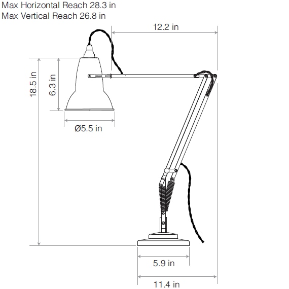 Original 1227™ Desk Table Dimensions
