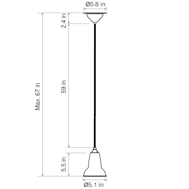 Original 1227™ Mini Ceramic Pendant Suspension Dimensions