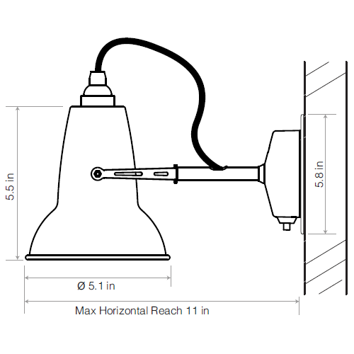 Original 1227™ Mini Ceramic Wall Dimensions