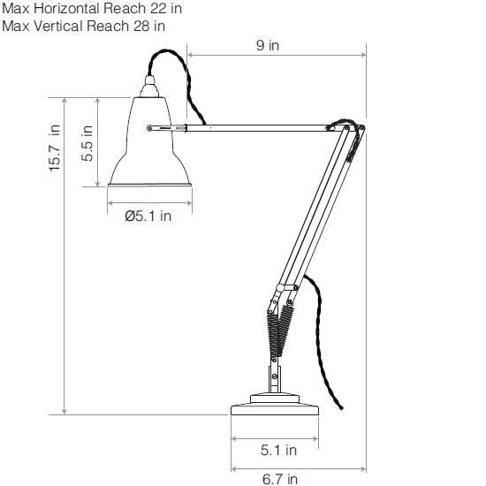 Original 1227™ Mini Desk Table Dimensions