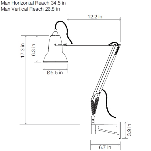 Original 1227™ Wall With Wall Bracket Dimensions