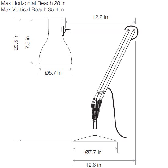 Type 75™ Desk Table Dimensions