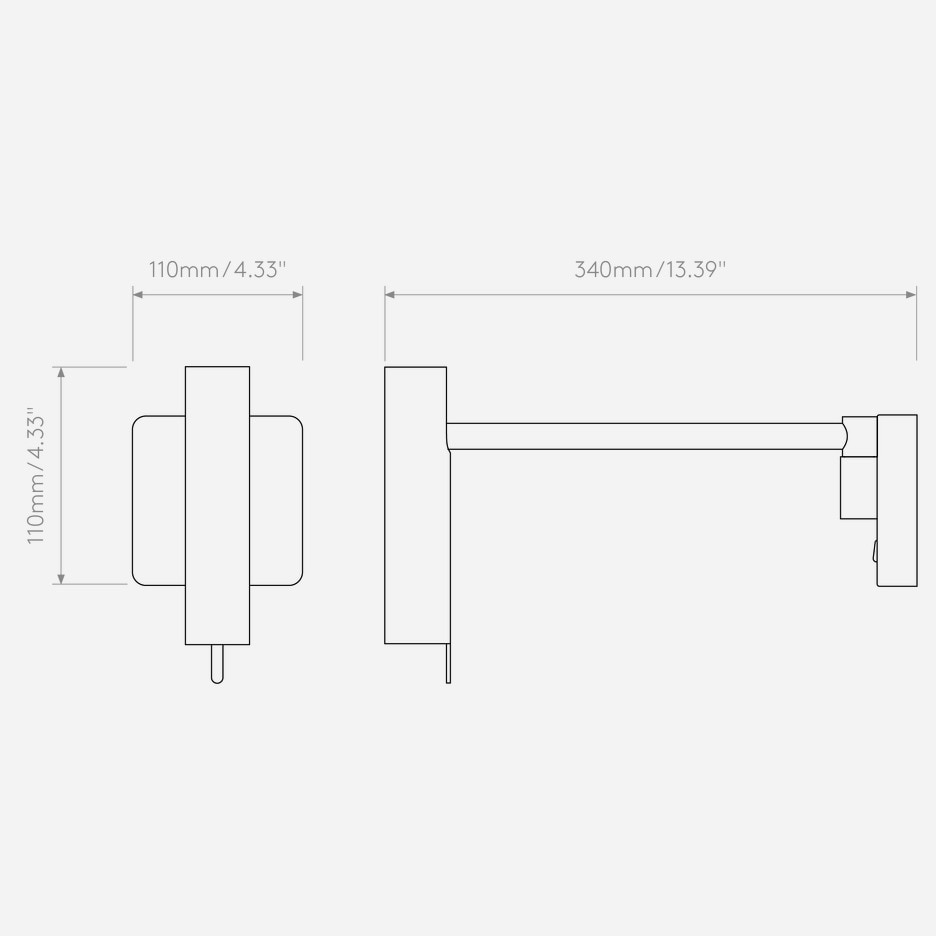 Leda Swing Arm Wall Dimensions