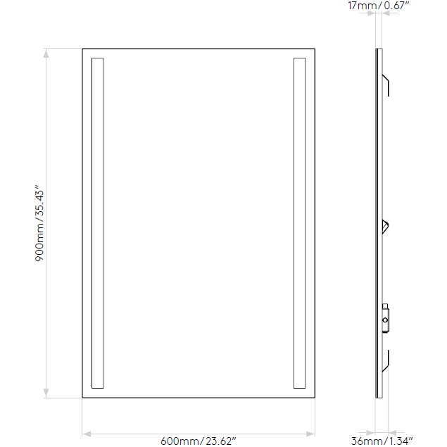 Avlon 900 LED Mirror Dimensions