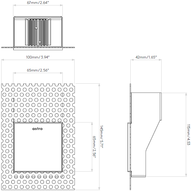 Borgo Trimless 65 LED Recessed Wall Dimensions