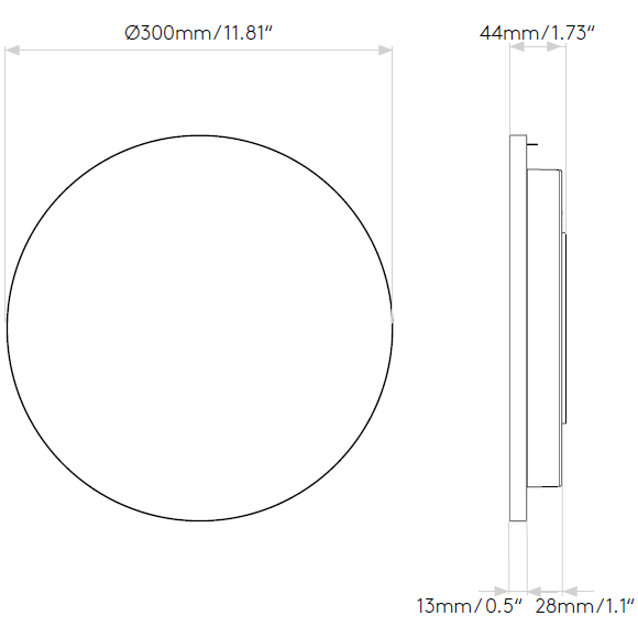 Eclipse 300 Concrete LED Outdoor Wall Dimensions