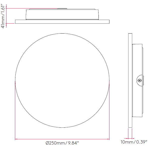 Eclipse Round LED Wall Dimensions