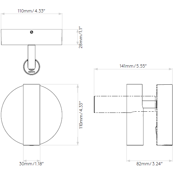 Enna Surface Round LED Wall Dimensions