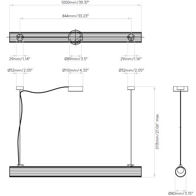 io Pendant 1000 Suspension Dimensions