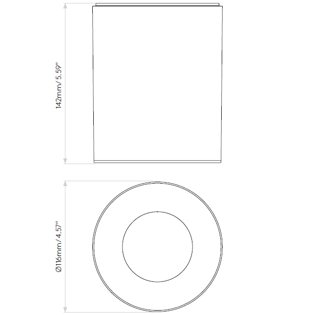 Kos Round 140 LED Outdoor Ceiling Dimensions