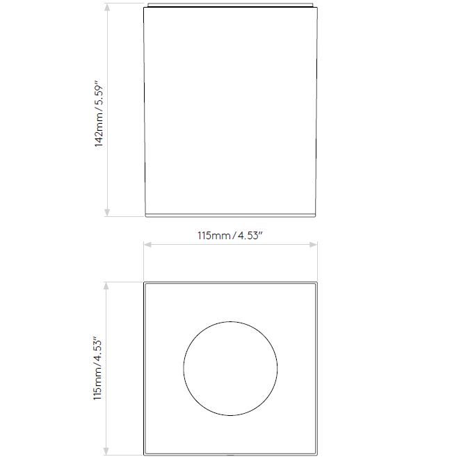 Kos Square 140 LED Outdoor Ceiling Dimensions