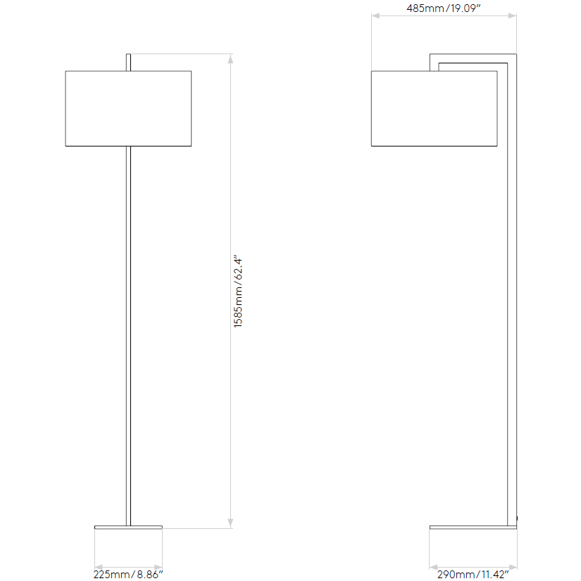 Ravello Floor With Drum 420 Shade Dimensions