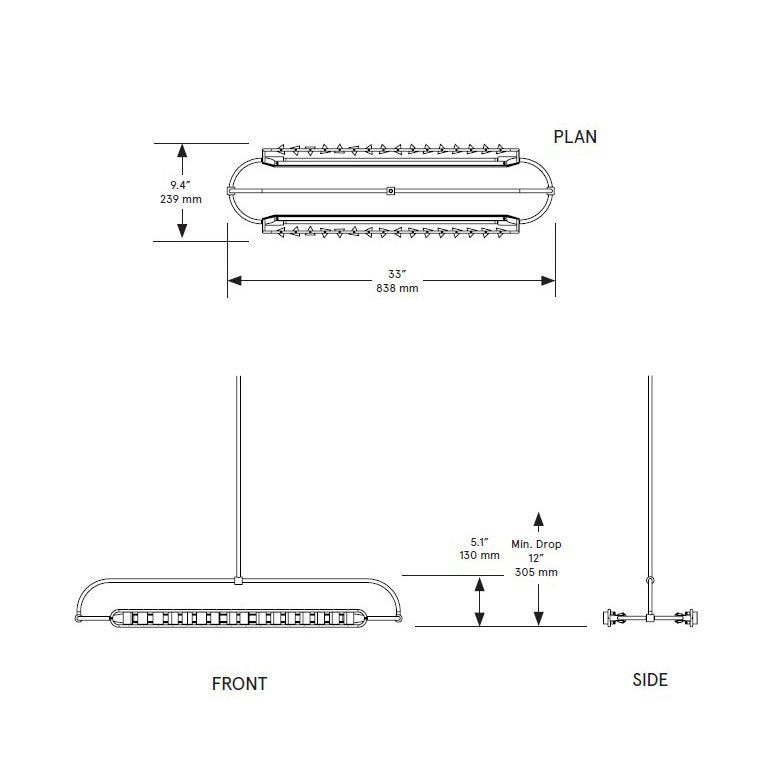 Phaedra Horizontal 33 Suspension Dimensions