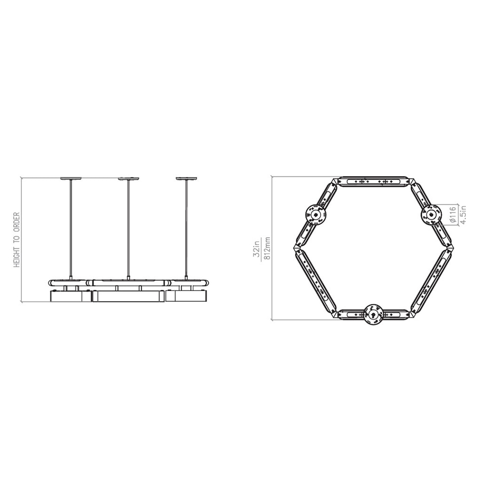 Colt Hexagon Chandelier Suspension Dimensions
