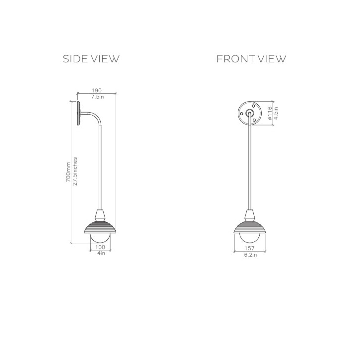 Eos Light Drop Wall Dimensions