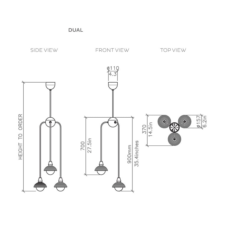 Eos Pendant Drop 3 Suspension Dimensions