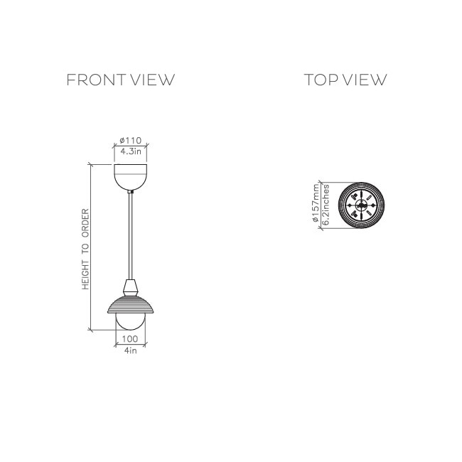 Eos Pendant Single Suspension Dimensions