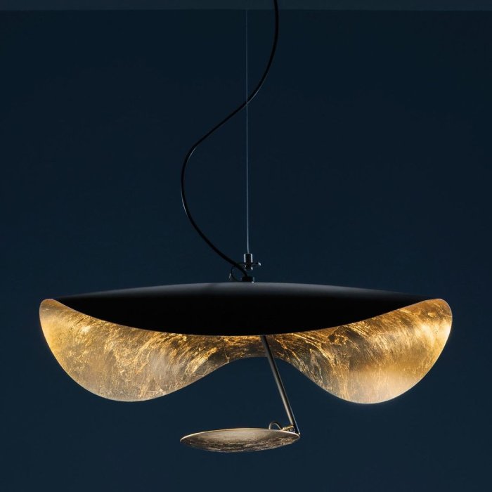 Catellani & Smith's Lederam Manta S1 suspension light, designed by Enzo Catellani, in a studio image.