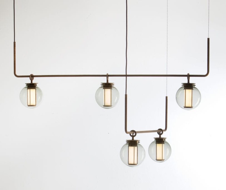 A custom combination of Neri & Hu's BAI chandelier suspension light for Parachilna