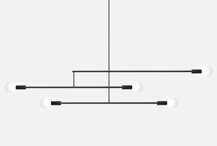 A studio shot of Big Mobile Light linear suspension light from Stuff by Andrew Neyer