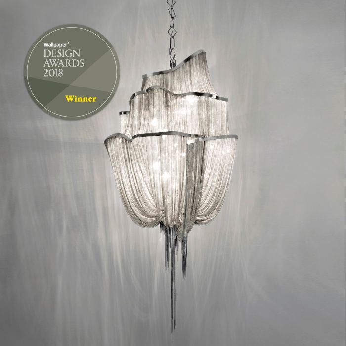 Terzani's Wallpaper Award-winning Atlantis 3 Tier suspension light, designed by Barlas Baylar.