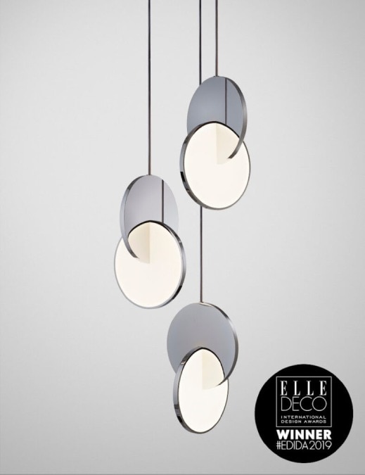 The three-pendant cluster version of Eclipse suspension lights by Lee Broom for his eponymous brand.