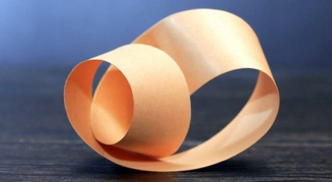 A close-up of a paper Möbius strip.