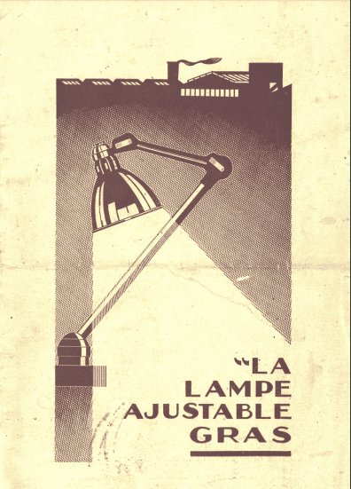 The cover of an original brochure advertising the Lampe Gras.