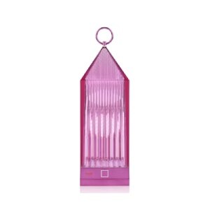 Lantern portable table lamp from Kartell in the whisteria colour.