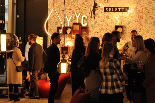 A photo of the designer lights in the Seletti display at LightForm's Calgary showroom. Taken during the grand opening of LightForm Calgary's new location.