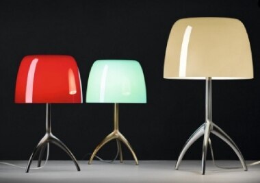 A trio of classic Lumiere table lamps designed by Rodolfo Dordoni.