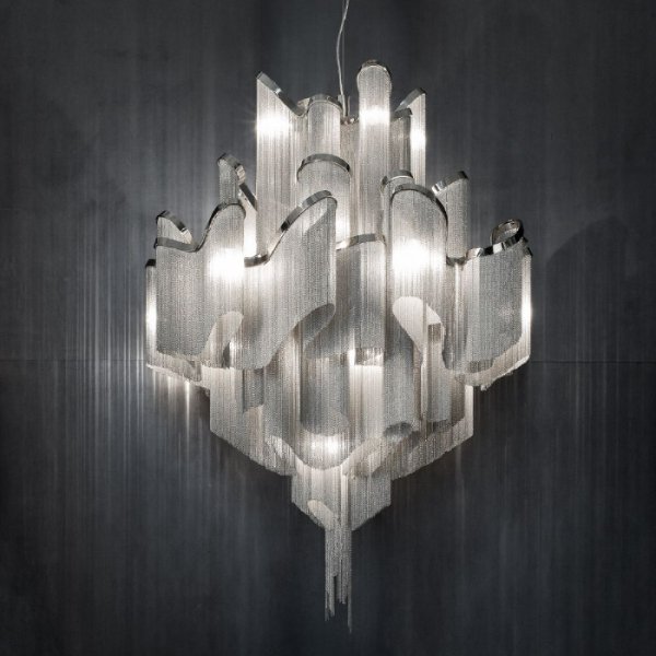 Terzani's Stream chandelier, featuring cascades of fringe from multiple tiers.