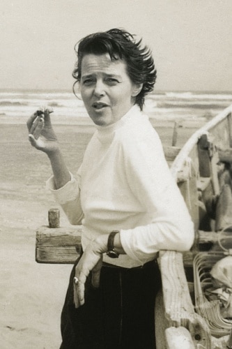 Legendary furniture and lighting designer Charlotte Perriand as a young woman. Black and White.