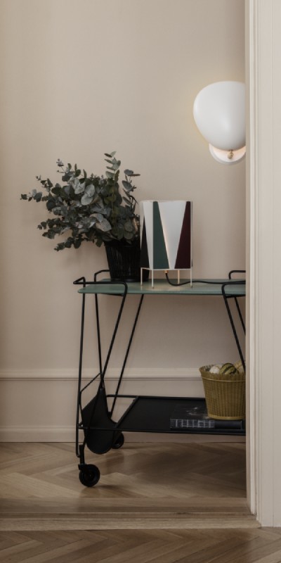 Cobra wall light and a B-4 table light illuminate a hallway.