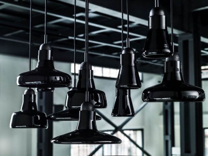 A cluster of black Shadows pendants, designed by Lucie Koldova and Dan Yeffet.