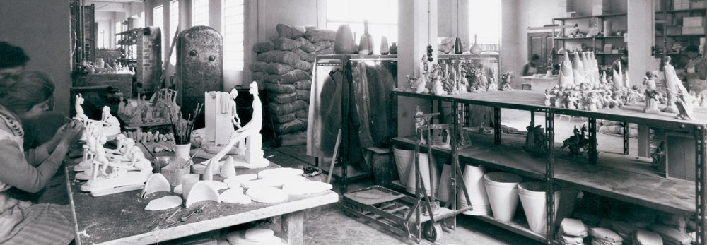 A historic shot of the Lladro workshop of years past.