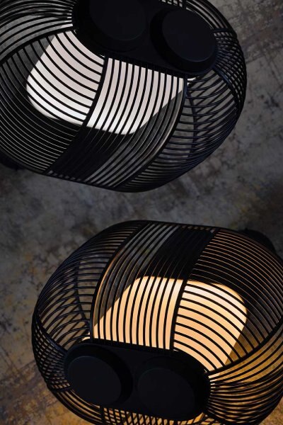 A pair of Yasuke table lamps from DCWéditions demonstrate the colour temperature control included by designer Studio BrichetZiegler