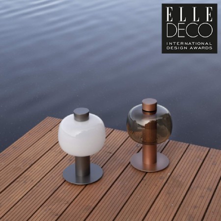 Two Bonbori small floor/veranda lights on a dock.