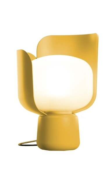 A studio shot of Andreas Engesvik's Blom table lamp from FontanaArte in yellow.