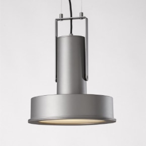 A studio photo of Santa & Cole's Arne Domus pendant light in gray.