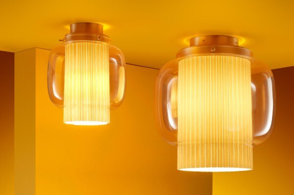 The GR and PE sizes of Manila C ceiling light by Sebastian Herkner.