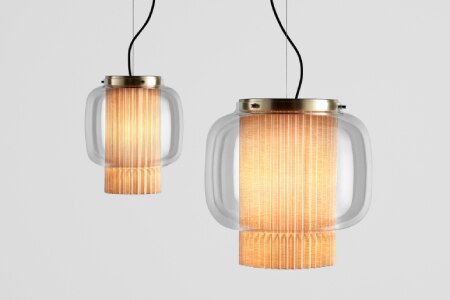 A studio shot of the Manila T family of lights by Sebastian Herkner in transparent.