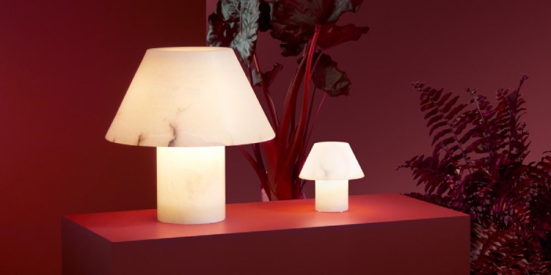 Petra M GR and Petra M PE table lamps, designed by Jordi Veciana