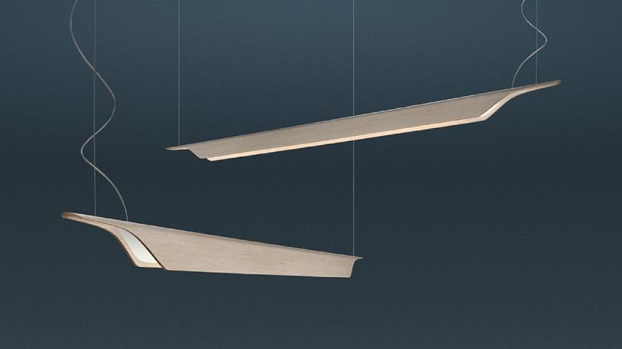 The new Troag LED linear suspension light from Foscarini, designed by Luca Nichetto.