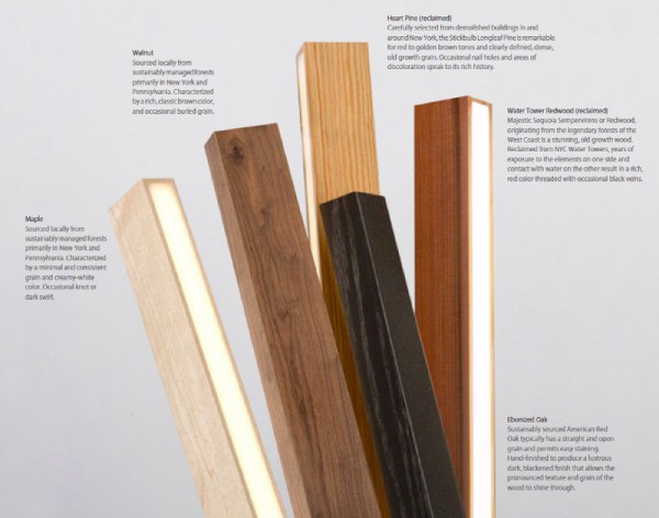 A selection of sustainable wood options available from Stickbulb