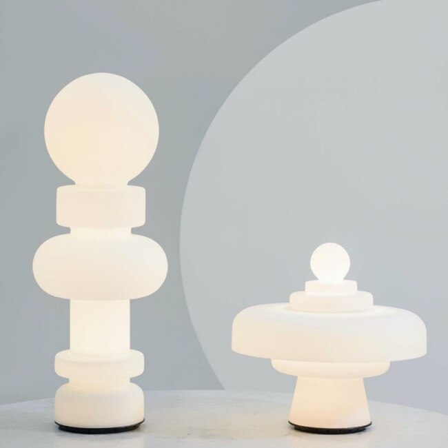 The newly-rereleased Re and Regina table lights, designed by Bob Piccoli for FontanaArte.