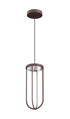 In Vitro suspension light, Philippe Starck's lighting creation for Flos, in deep brown finish.