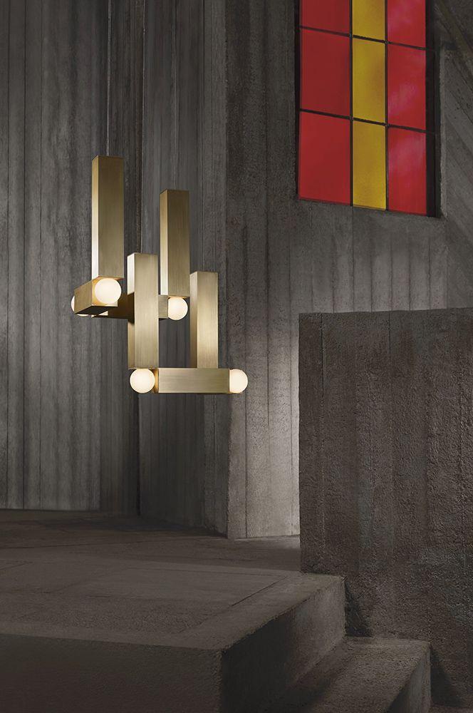 Lee Broom’s new Vesper, a modular chandelier, comes in gold or silver.